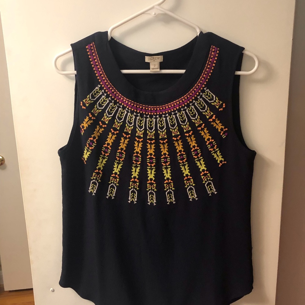 Navy J. Crew knit top.  Pretty trim. Size 2